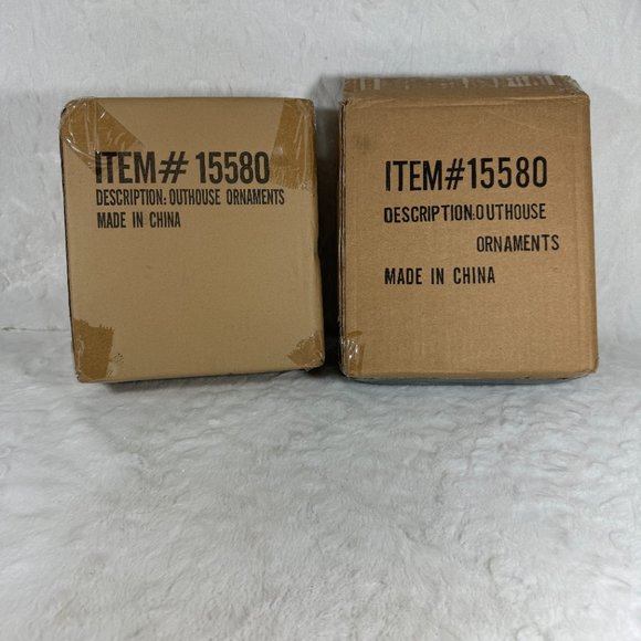 Set of 6 Christmas hanging ornaments Outhouses Resin 3 1/2" tall different style - Picture 12 of 12